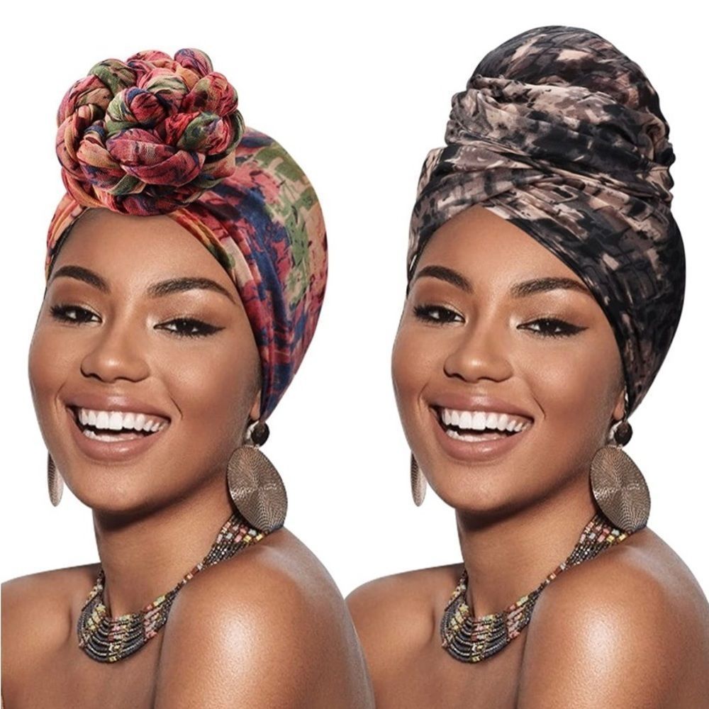 Black Two long Hair Scarf Shawl Hijab Headscarf Headwrap Hair Accessories​​